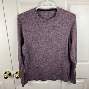 Men's Lululemon Long Sleeve Heathered Top Burgundy White Size Large